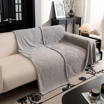 Chic Leaf Pattern Fleece Sofa Protector