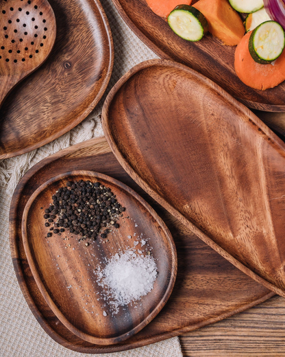 Rustic Wooden Platter Set – Natural Serving Tray for Kitchen Decor