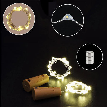 Set of 5 Cork LED Bottle Lights for Enchanting Décor