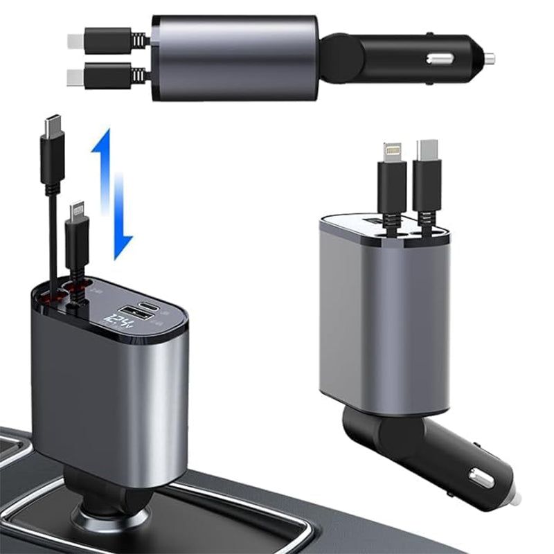 Retractable Cable Car Charger – 4 Functions