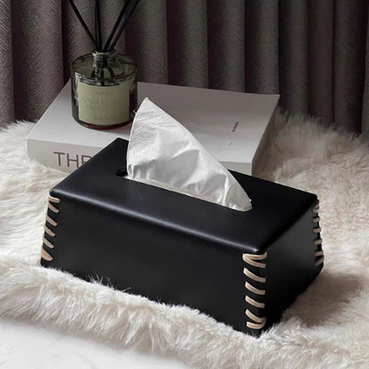 Chic Faux Leather Tissue Box Organizer