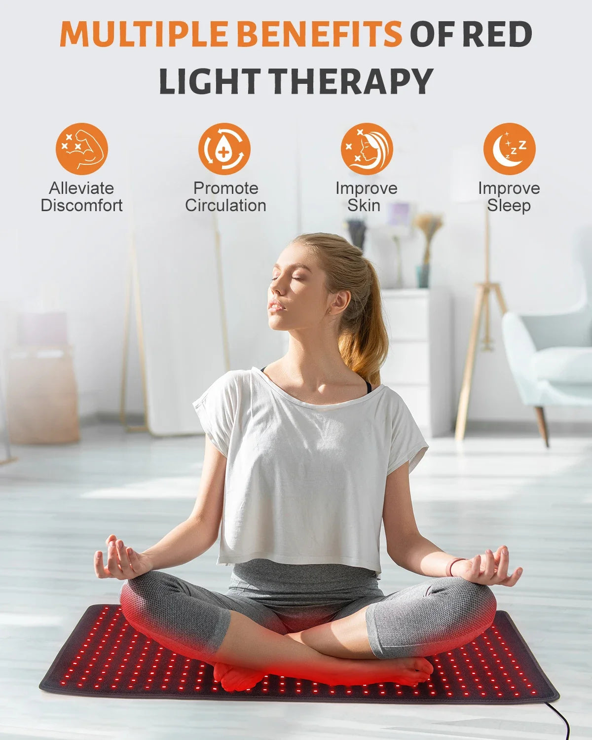 Infrared Light Therapy Mat with 406 LEDs - 660nm & 850nm for Body Relief