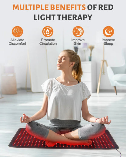 Infrared Light Therapy Mat with 406 LEDs - 660nm & 850nm for Body Relief