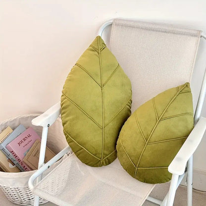 Nature's Embrace Leaf-Inspired Plush Pillow