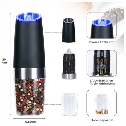 Electric Gravity-Driven Salt and Pepper Grinder