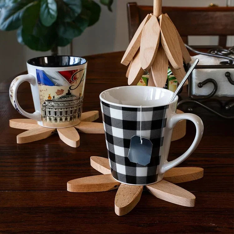 Elegant Wood-Inspired Coasters for a Stylish Table
