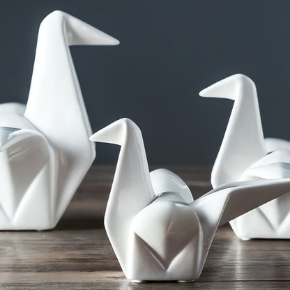 Elegant Origami-Style Ceramic Avian Sculpture
