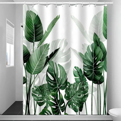 Tropical Paradise Leaf Design Shower Curtain