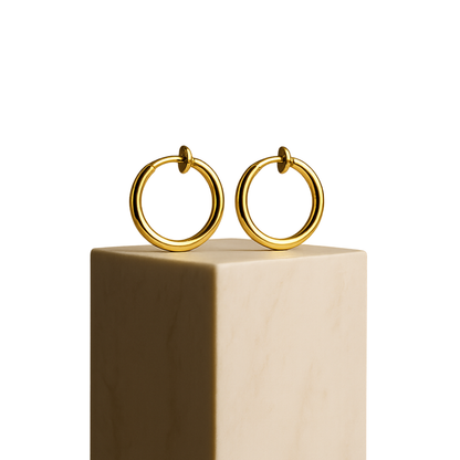 Fashionable Non-Pierced Clip-On Earrings | Adjustable Comfort Fit | Hypoallergenic Stainless Steel | Gold & Silver Set