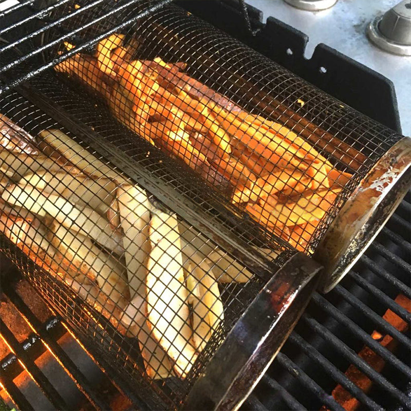 Stainless Steel 360° BBQ Grill Basket | Buy One Get One Free | Even Cooking for Meat, Vegetables & Smoking