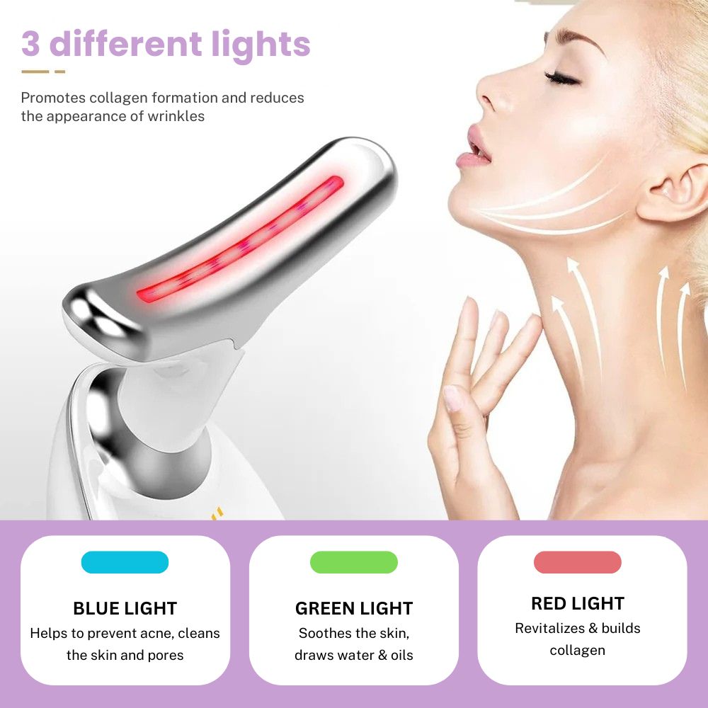Revitalizing Facial & Neck Massager | Ion Cleansing, Heat & LED Therapy