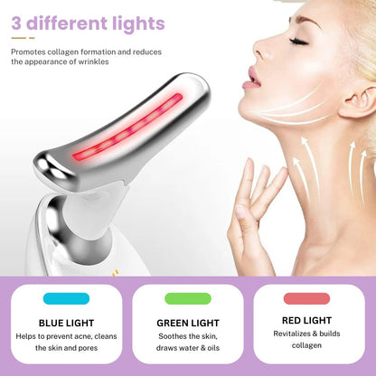 Revitalizing Facial & Neck Massager | Ion Cleansing, Heat & LED Therapy