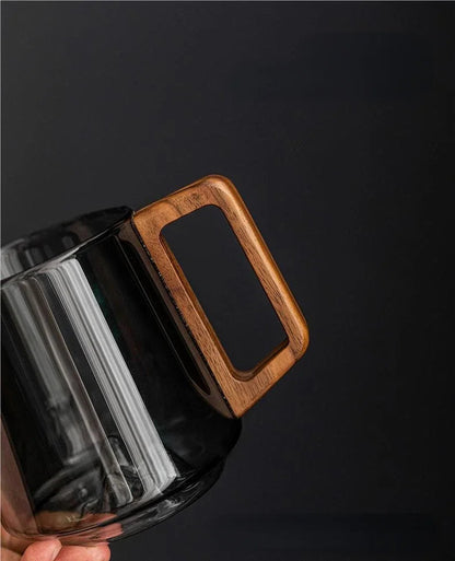 Stylish Large Mug with Wooden Handle for Hot and Cold Beverages