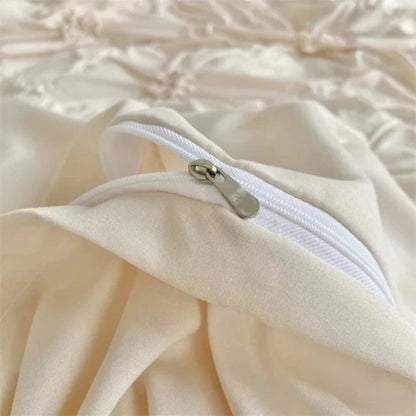 Chic Floral Pleat Quilt Cover Set for a Cozy Retreat