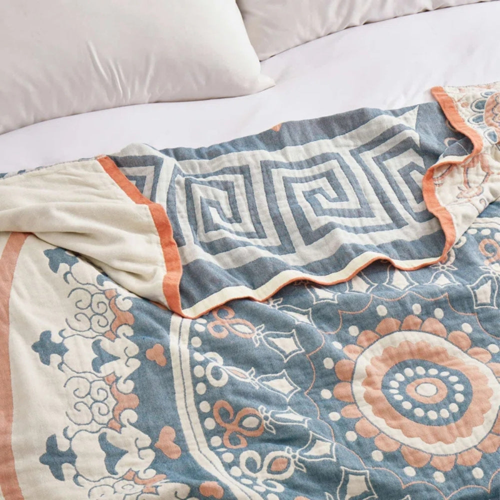 Coastal Charm Cotton Throw Blanket