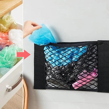Smart Storage Net for Plastic Bags with Adhesive Tape