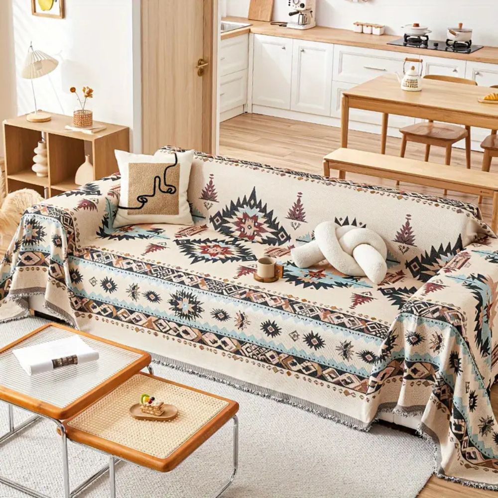 Elegant Chenille Sofa Protector with Artistic Design