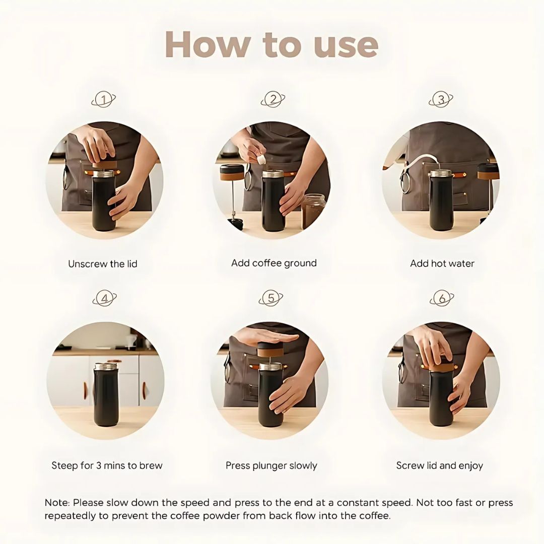 Travel Coffee Brewer with French Press Design