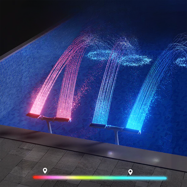 Solar-Powered RGB Pool Fountain – Enchanting Nighttime Display