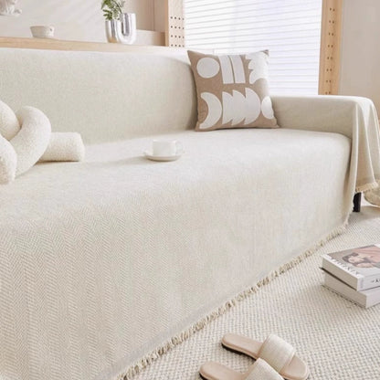 Tassel-Trimmed Minimalist Sofa Slipcover