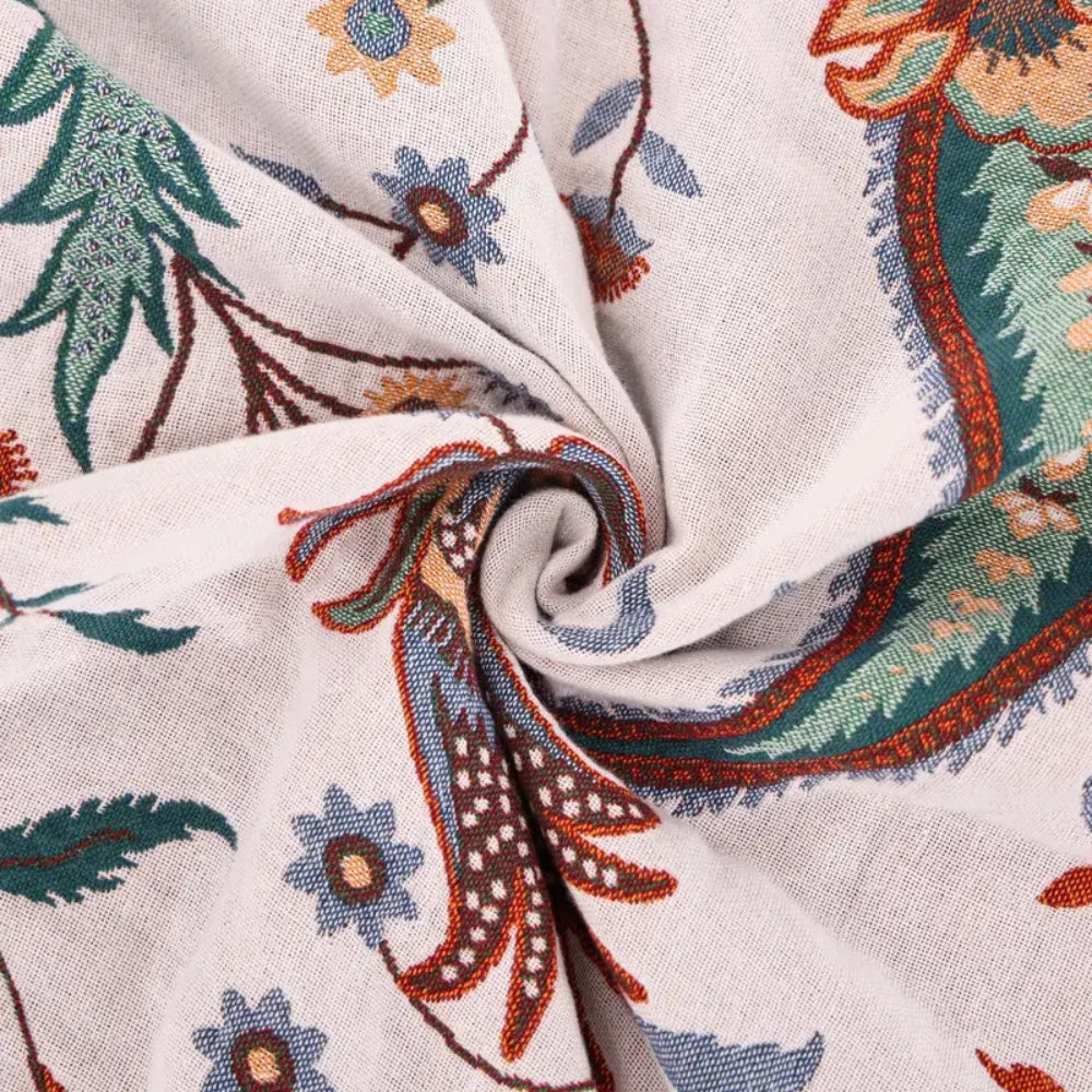 Serenity Blossom Dual-Sided Cotton Throw Blanket