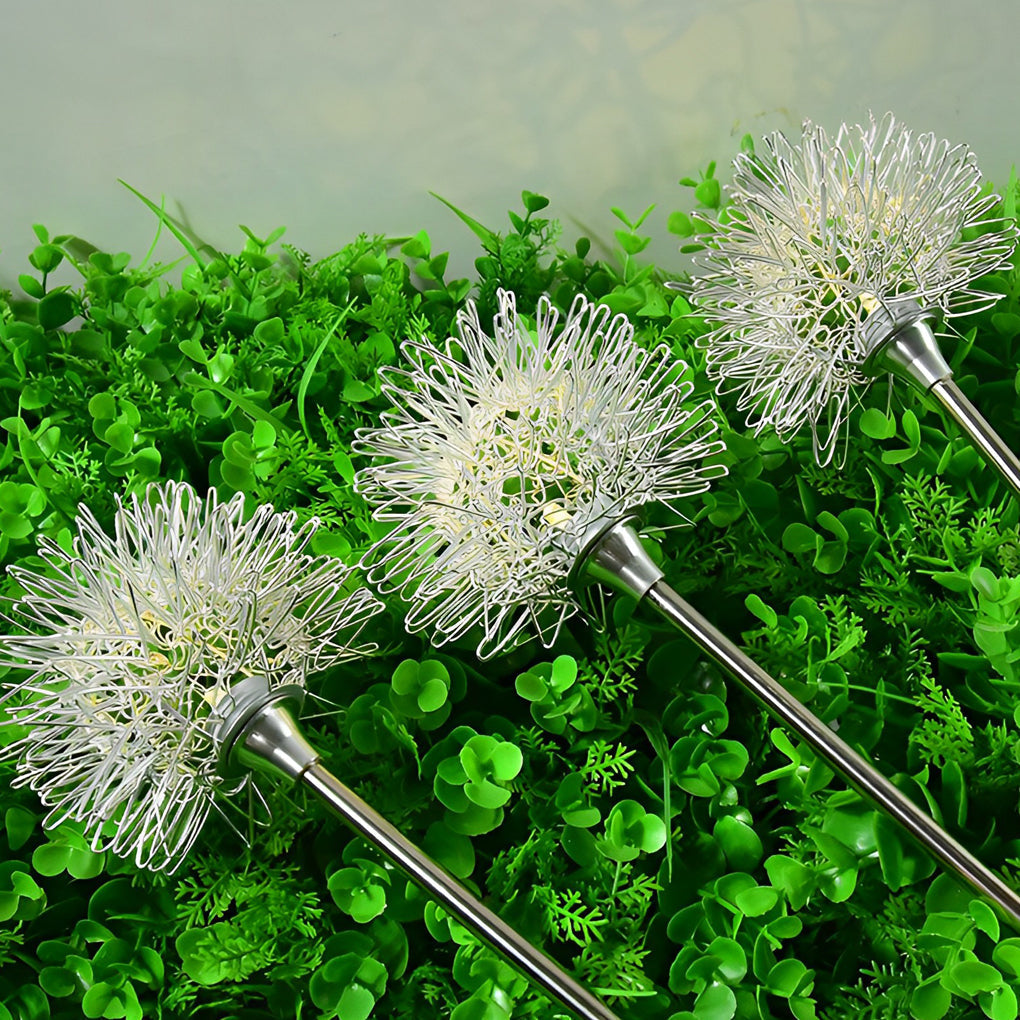 Set of 2 Solar-Powered LED Lawn Lights - Waterproof Dandelion Flower Decor