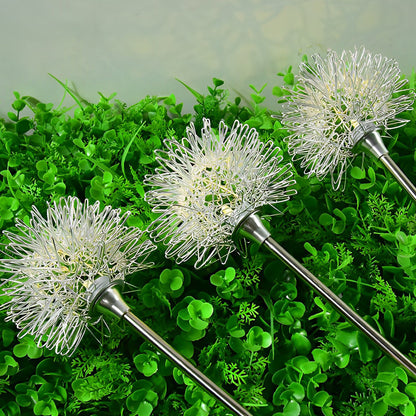 Set of 2 Solar-Powered LED Lawn Lights - Waterproof Dandelion Flower Decor