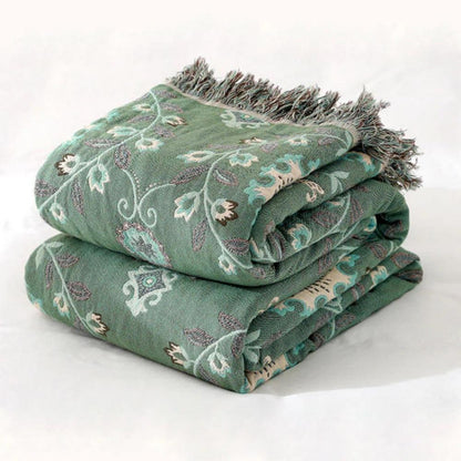 Chic Mandala Reversible Cotton Throw for All Seasons