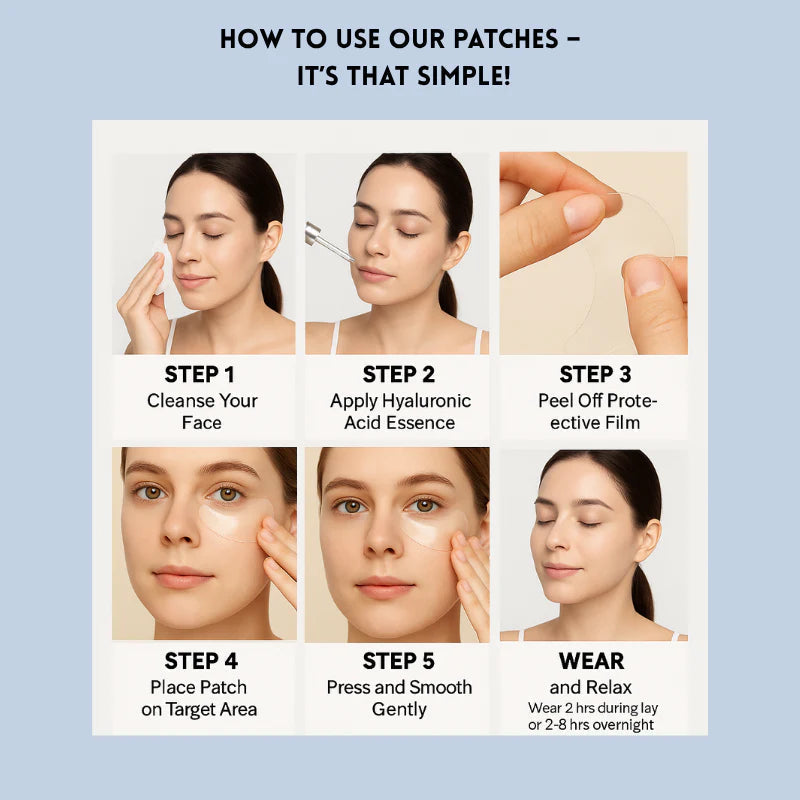 Instant Skin Tightening Strips for a Youthful Glow | Ultra Thin & Breathable | Invisible Under Makeup | For Face, Eyes & Forehead