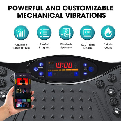 Bluetooth Full Body Vibration Exercise Machine with Speed Settings & Foot Massager