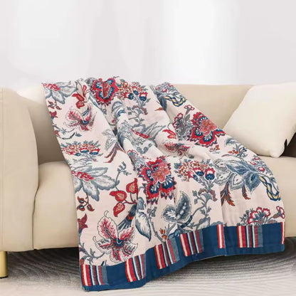Charming Floral Cotton Throw Blanket for Cozy Comfort