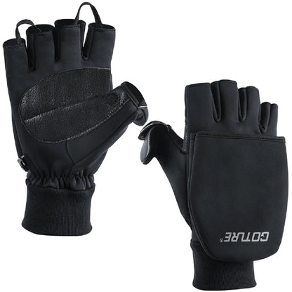 Waterproof Fingerless Gloves - Warm Convertible Mittens