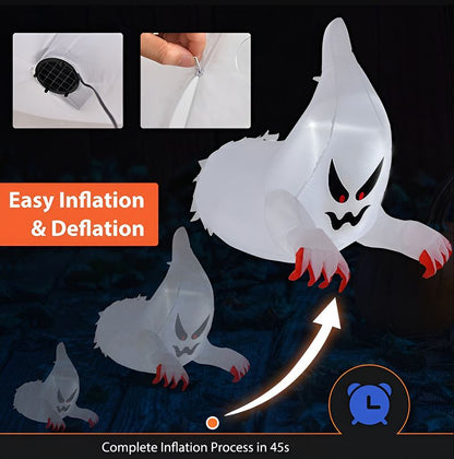 Inflatable Ghost with LED Eyes for Spooky Decor