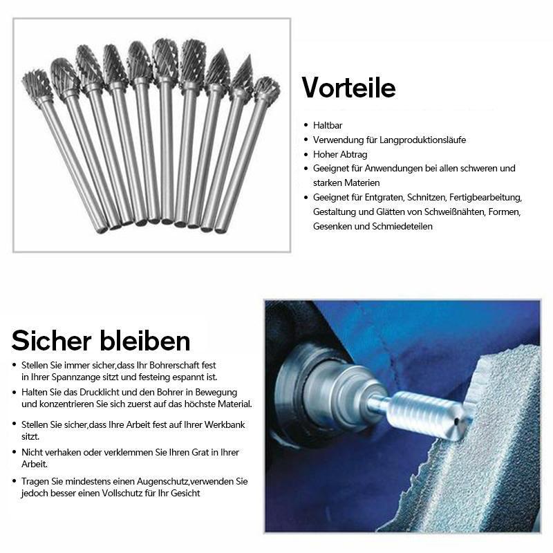10-Piece Tungsten Steel Grinding Head Set - 10 in 1
