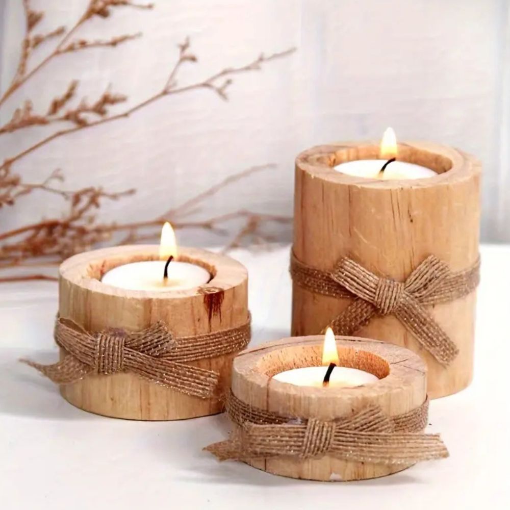 Natural Charm Candle Holders | Set of 3