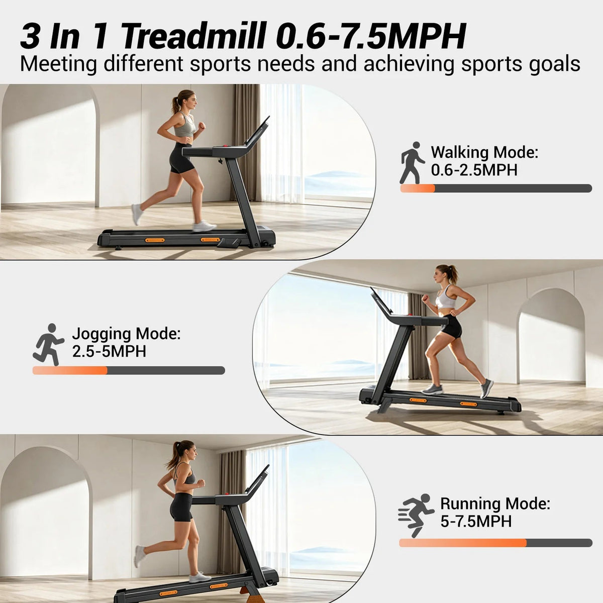 Compact Folding Treadmill with 3.0HP Motor, Bluetooth, and LED Screen
