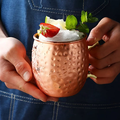 Elegant Hammered Copper Drinking Mug