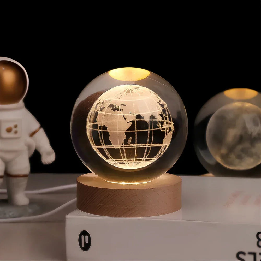 Celestial 3D Engraved Crystal Globe