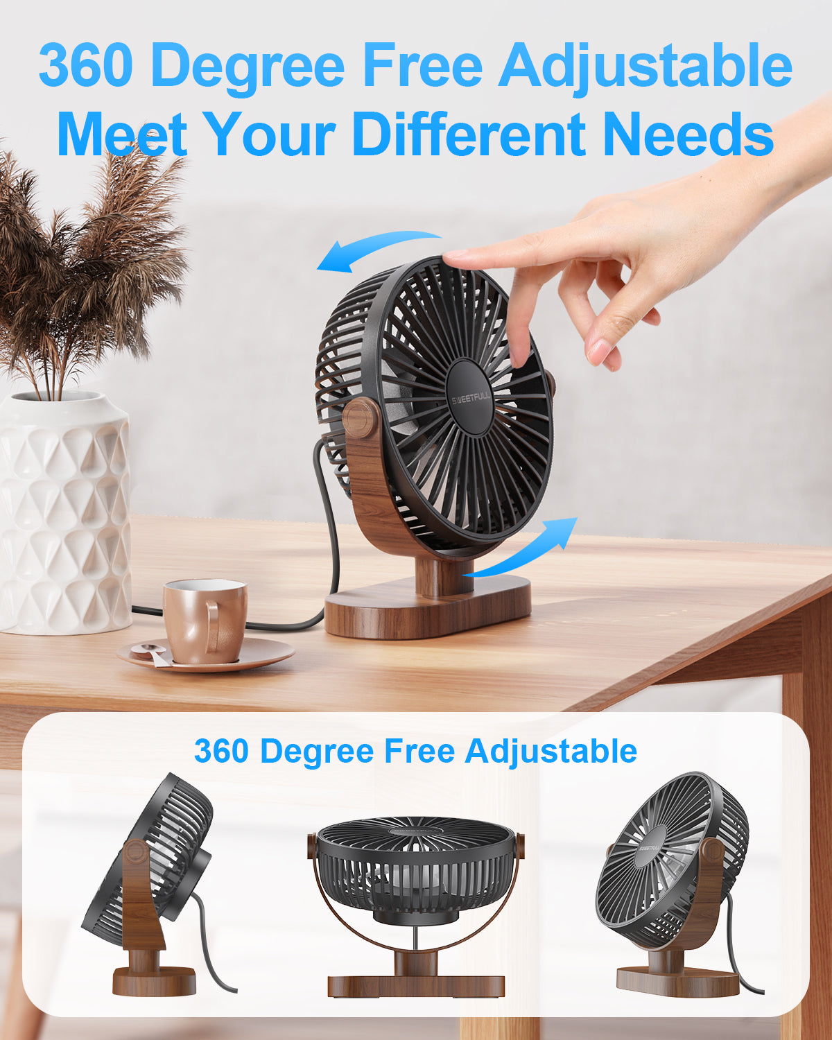 6.5 Inch Portable USB Desk Fan for Home, Office, Car, and Travel