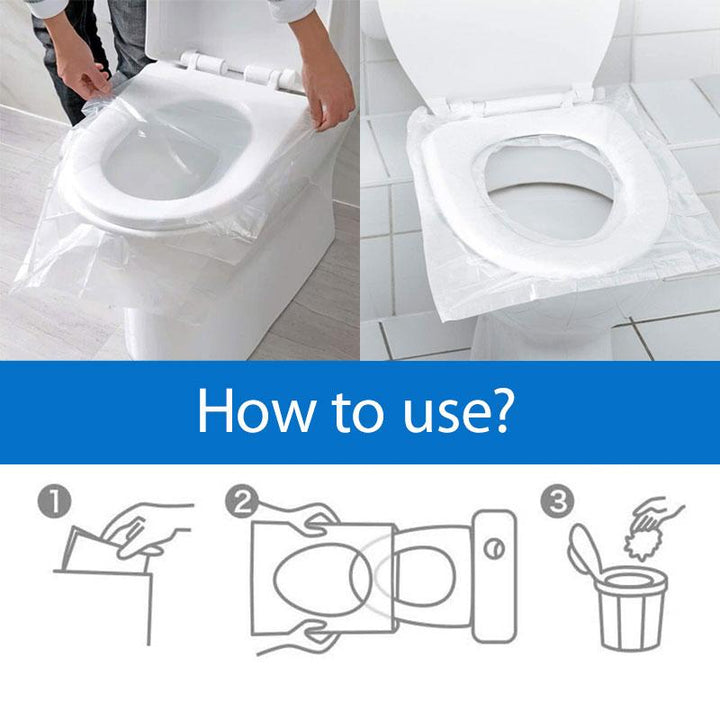 Portable Toilet Seat Covers (50 Pack) | Universal Fit 40 × 48 cm | Foldable, Non-Slip & Hygienic Protection