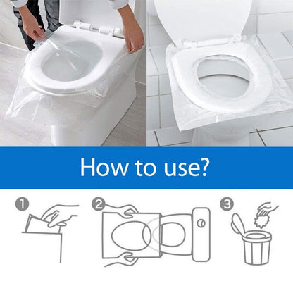 Portable Toilet Seat Covers (50 Pack) | Universal Fit 40 × 48 cm | Foldable, Non-Slip & Hygienic Protection