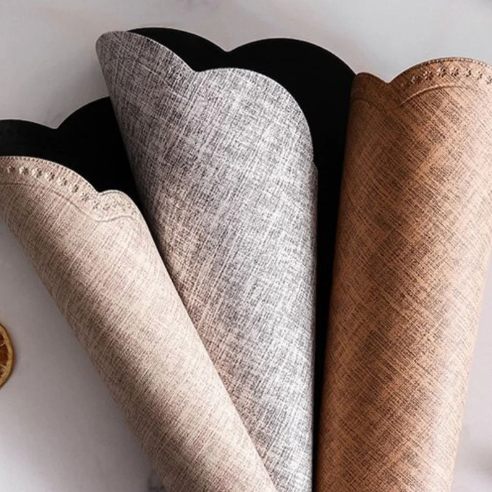 Elegant Waterproof Dining Mat with Scalloped Edges