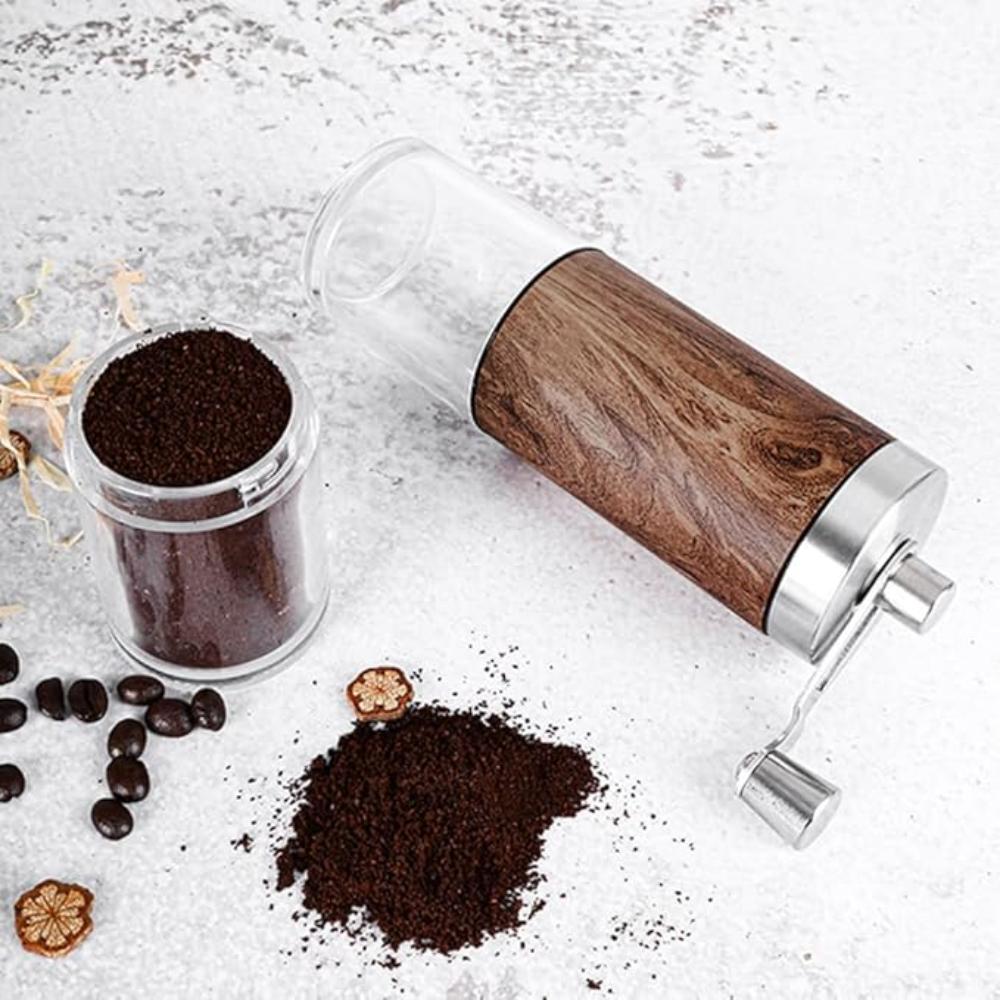 Portable Hand Coffee Mill with Wooden Design
