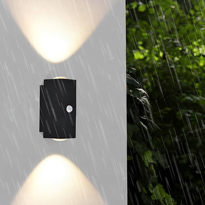 Waterproof Black Wall Lamp with Adjustable Motion Sensor and Up/Down Light