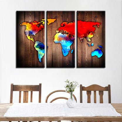 3-Piece Canvas Art Set of Stunning Volcanic World Map