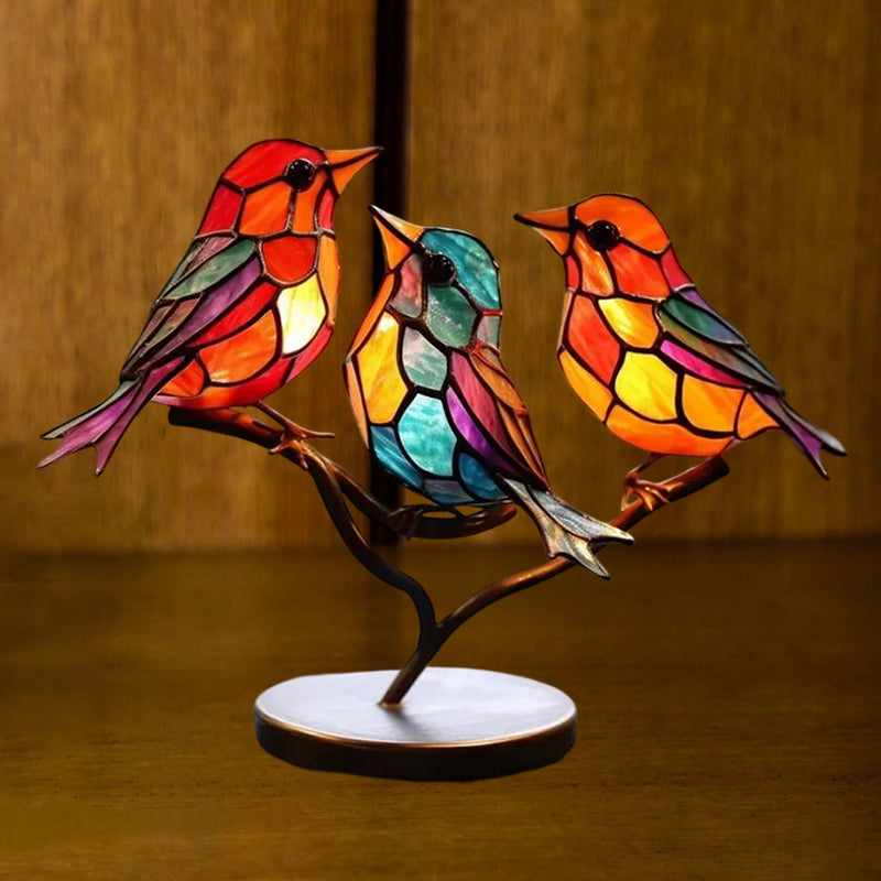 Double-Sided Multicolor Acrylic Ornaments with Birds on Branches