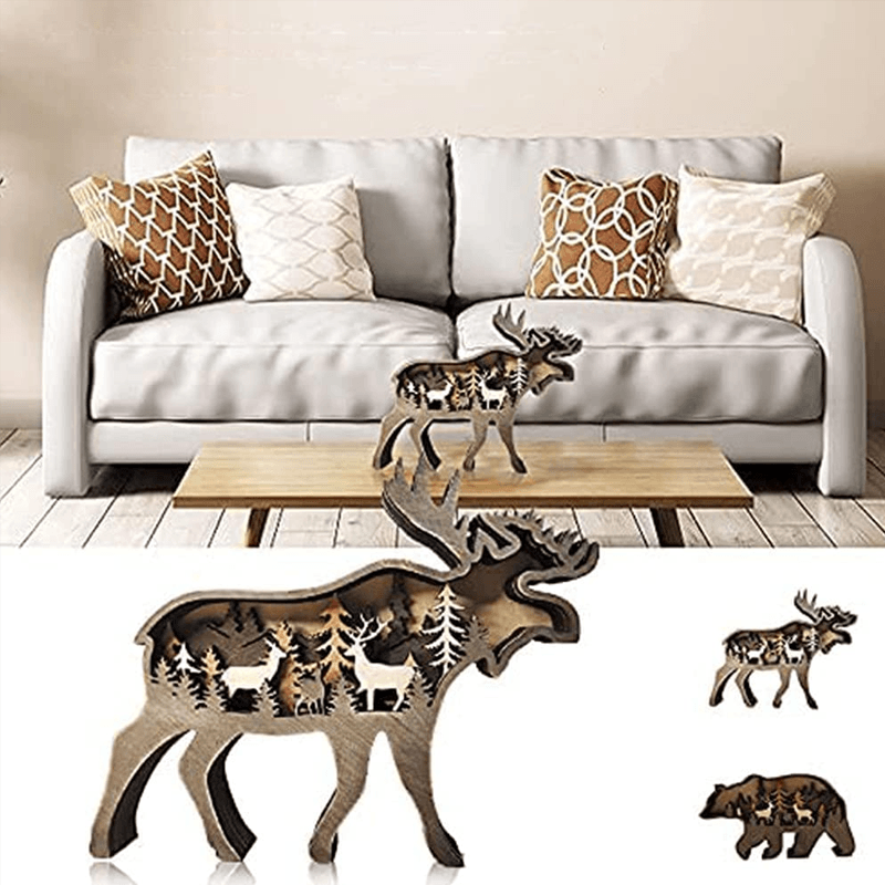 Handcrafted Wooden Forest Animal Decor | Rustic Charm & Natural Elegance for Your Home