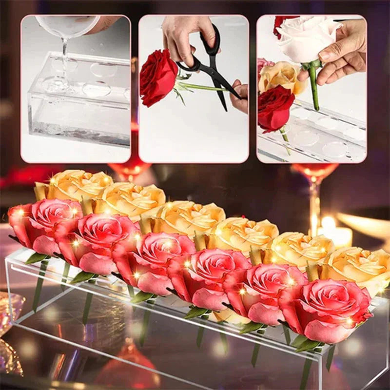 Elegant Acrylic Flower Vase with LED Illumination