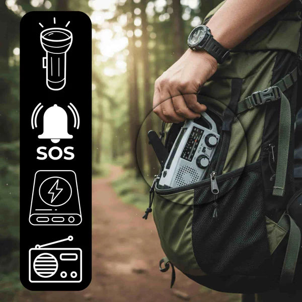 Emergency Radio with Hand Crank, LED Light & SOS Alert