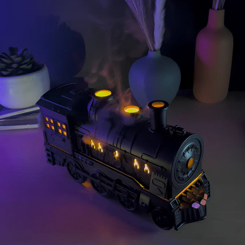 Compact Steam Train Humidifier with Retro Design and Ambient LED Light